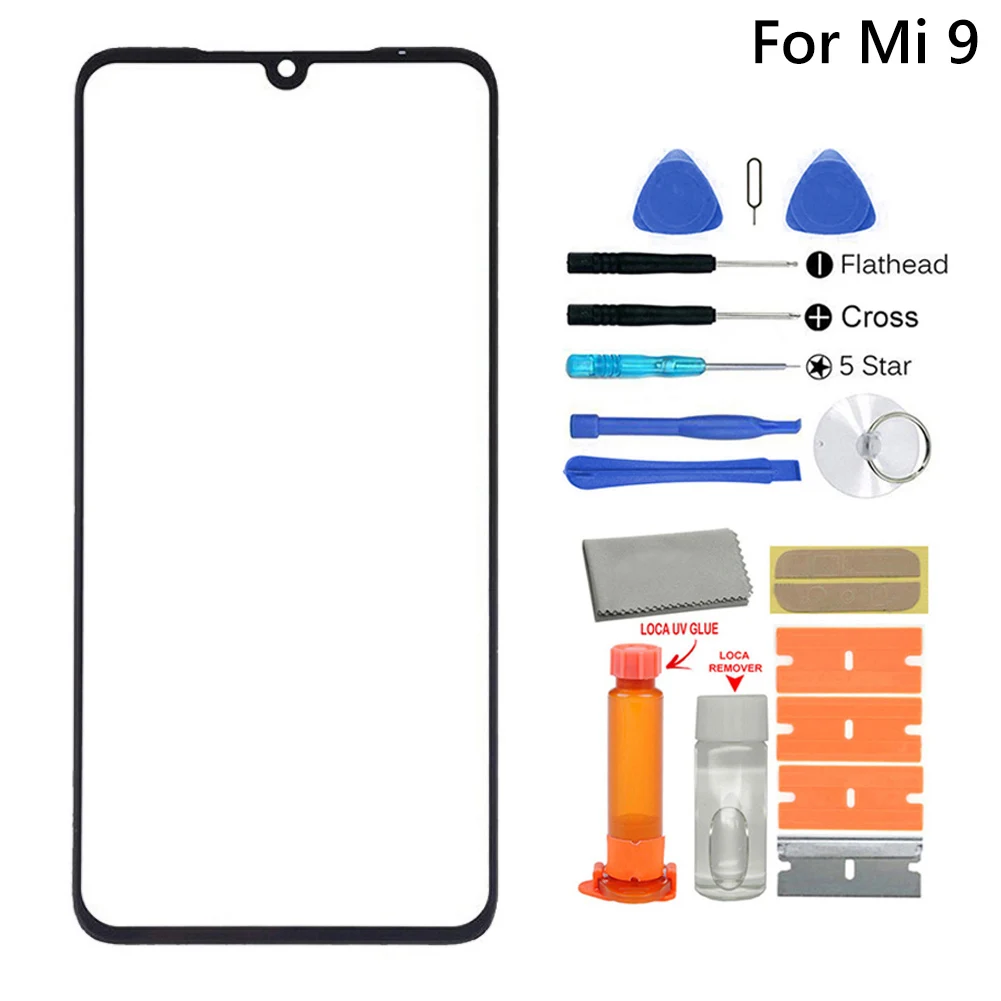 Внешняя Передняя стеклянная линза Замена экрана для Xiaomi 8 9 Redmi K20 Pro + УФ Клей
