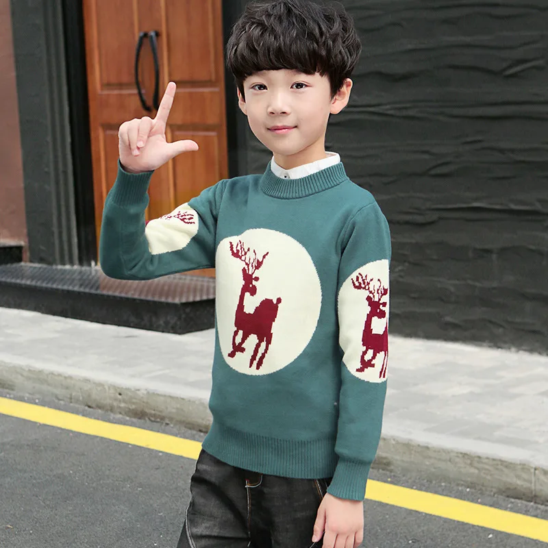 Детский свитер зима 2020 новый теплый с круглым вырезом для мальчиков детская