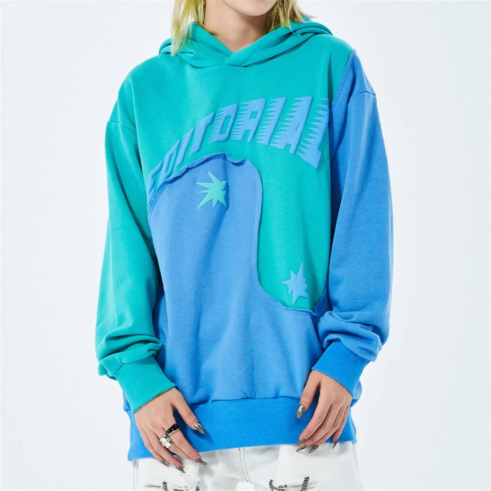 

Men's Hoodies Color Blocks Patchwork Women's Hooded Sweatshirt Streetwear Hip Hop Harajuku Pullover Oversized Clothing