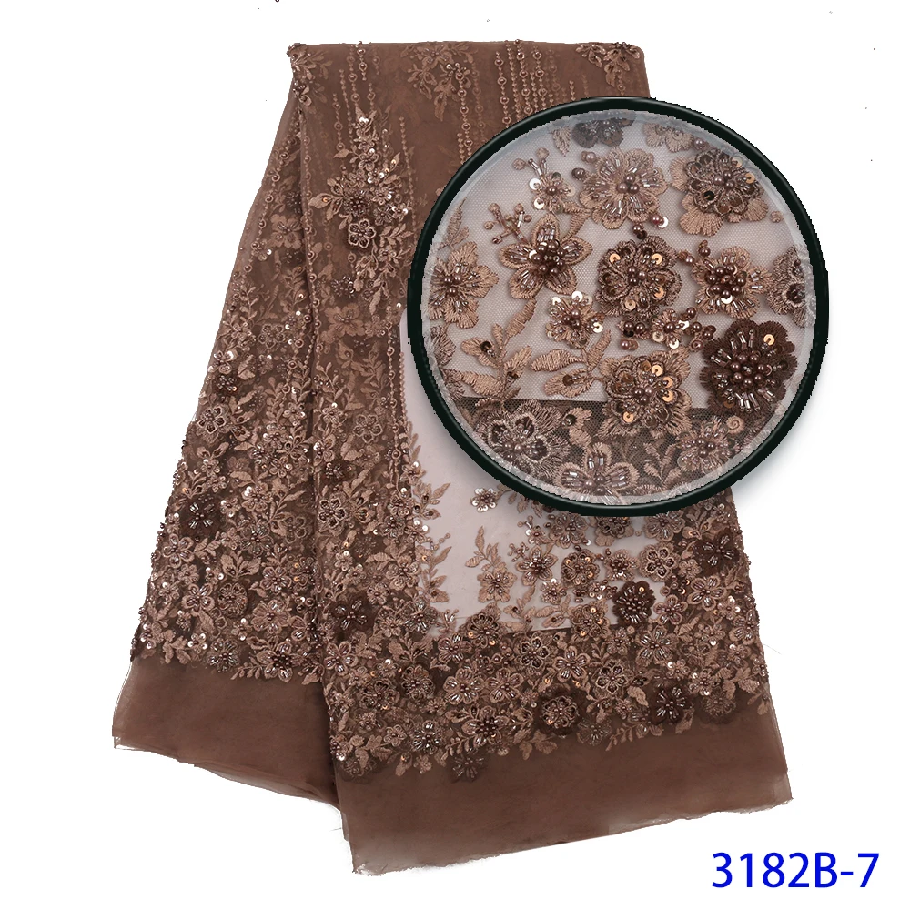 High quality French Handmade Beads Laces Fabrics 2020 Nigerian Popular Tulle Lace Fabric For Bridal Wedding Dress | Дом и сад