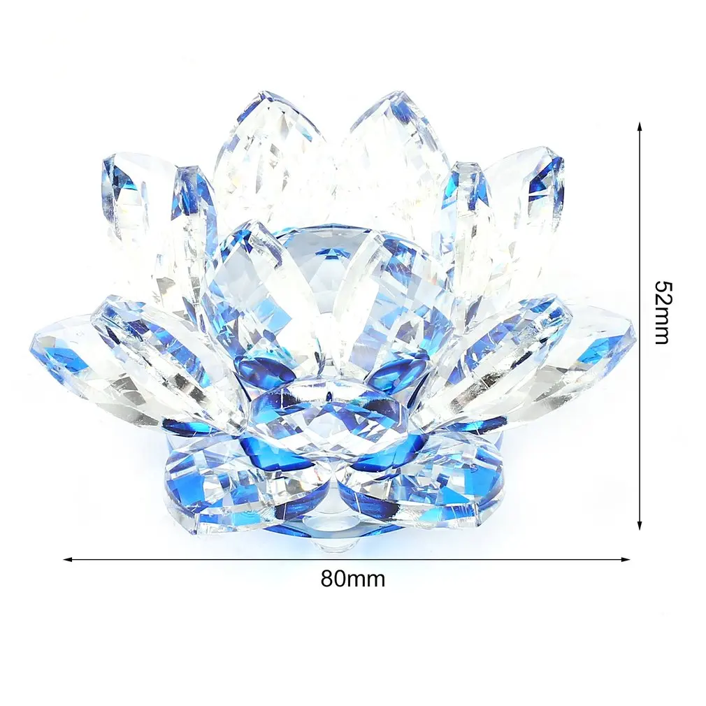 

80mm Quartz Crystal Lotus Flower Crafts Glass Paperweight Fengshui Ornaments Figurines Home Wedding Party Decor Gifts Souvenir