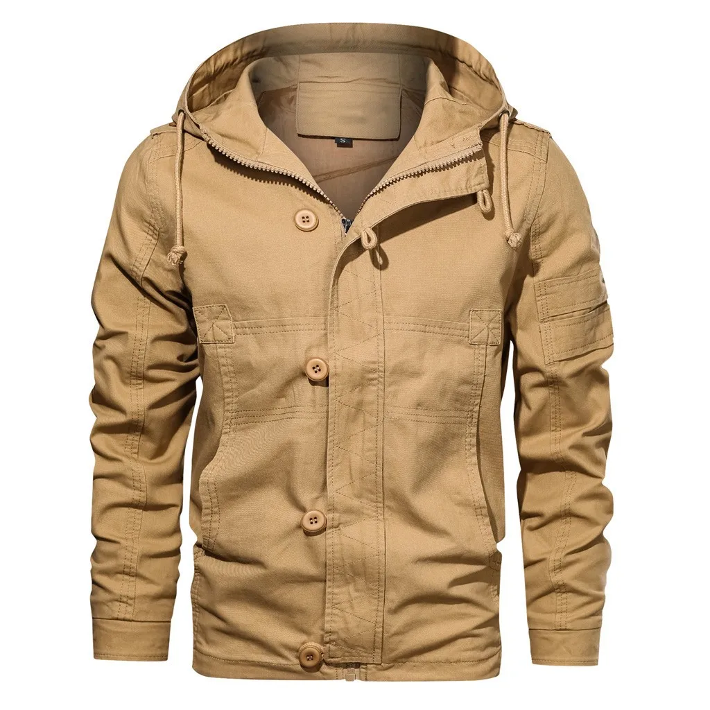 Мужская верхняя одежда на осень и зиму однотонная толстовка с капюшоном дышащая