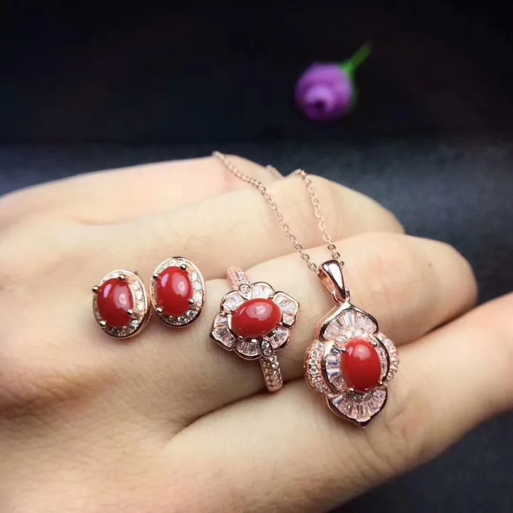 MeiBaPJ натуральный красный коралловый драгоценный камень 925 искусственное Кольцо