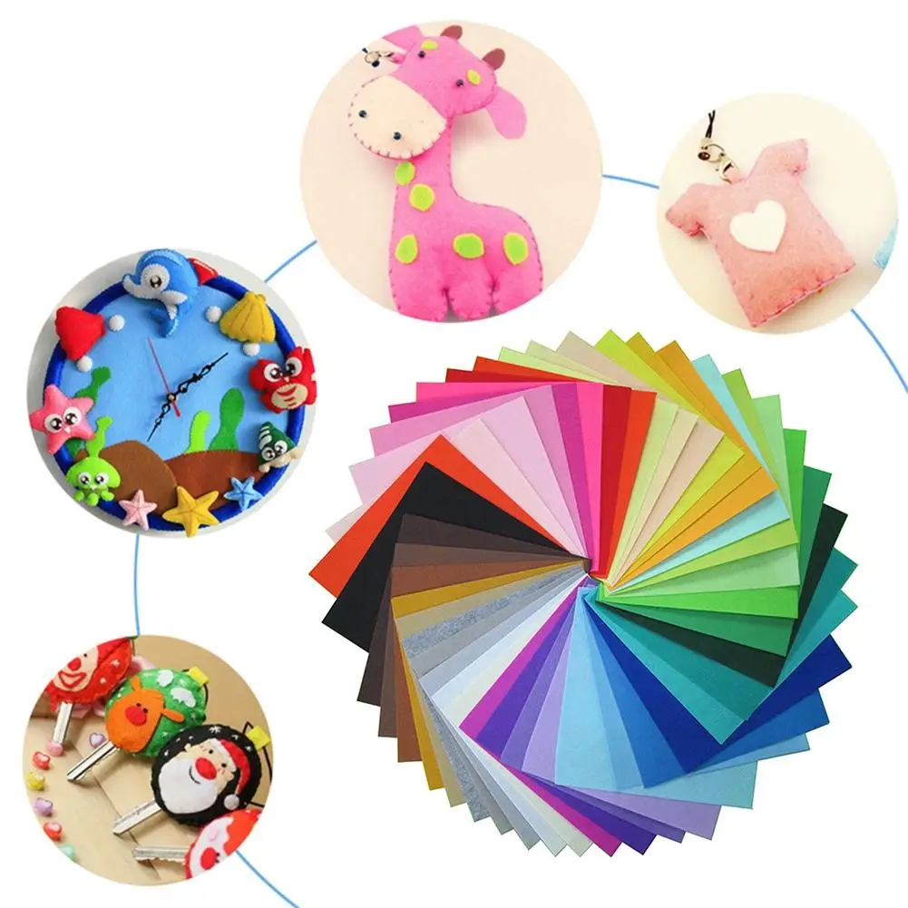 40 unids/set no tejido de fieltro poli&eacute;ster tela de fieltro DIY paquete para mu&ntilde;eca coser arte hecho a mano de fieltro grueso pa&ntilde;o de DIY parche-1