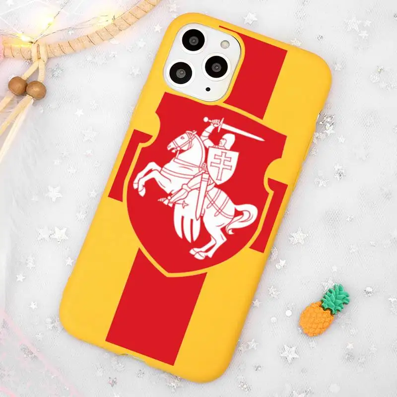 

Republic Belarus National flag Phone Case Candy Color Yellow for iPhone 11 12 pro XS MAX 8 7 6 6S Plus X 5S SE 2020 XR