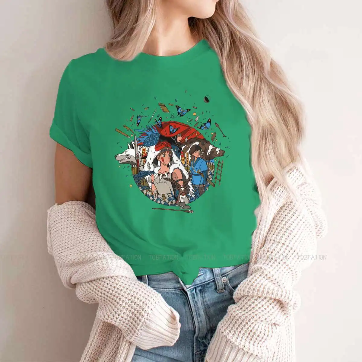 

Blue Unique TShirt for Girl Princess Mononoke Top Quality New Design Gift Idea T Shirt Short Sleeve 4XLOfertas