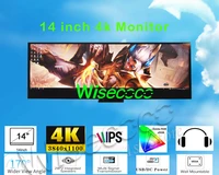 wisecoco 14 inch monitor 4k 38401100 ips lcd with case computer temperature memory display sub screen dp usb 5v