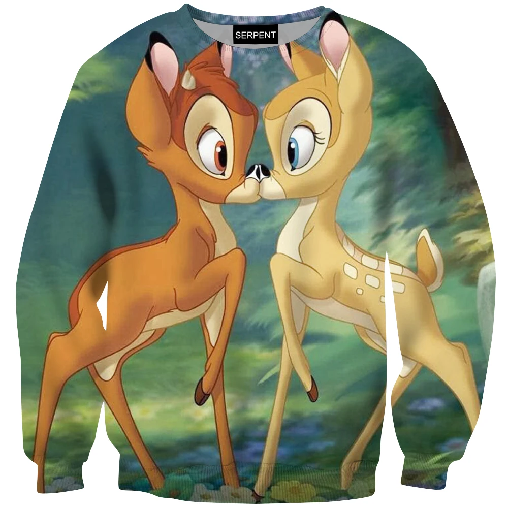 

2021 New Fashion Animal Fawn Bambi Hoodie 3D Printing Women's Casual Sweatshirt Men's Hoodie