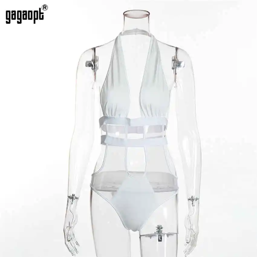 Gagaopt, новинка, сетчатый боди, женский, черный/белый, сетка, пэчворк, сексуальный, боди, обтягивающий, открытая спина, боди, комбинезон, комбинезон - Цвет: Белый