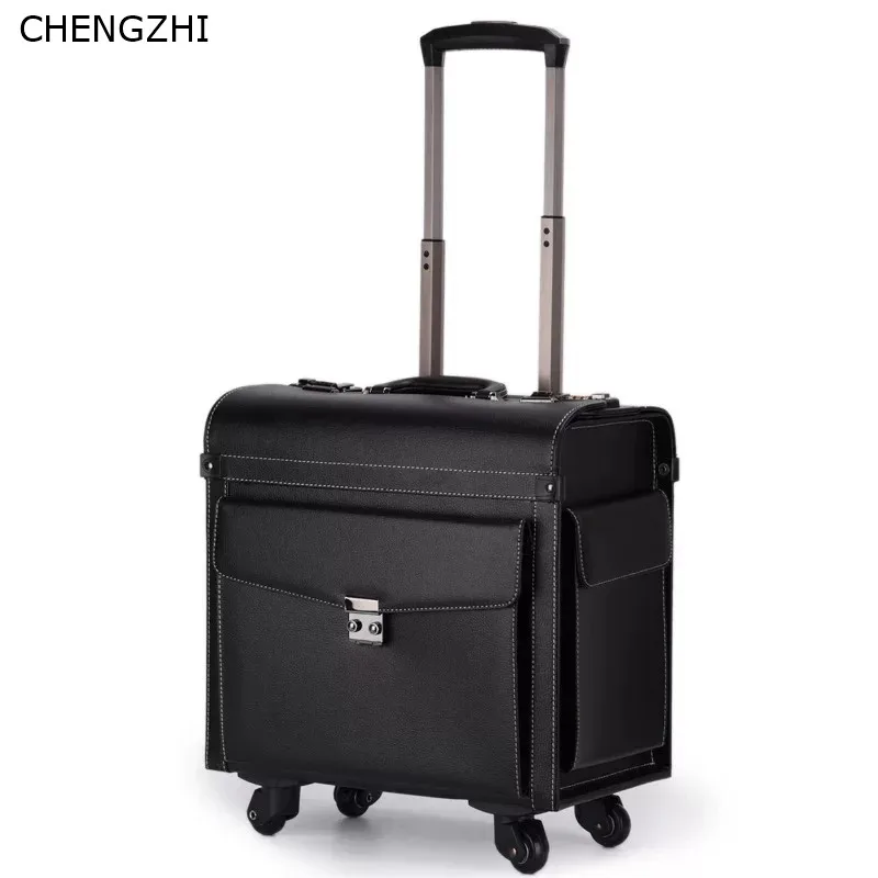 

CHENGZHI 16"inch Aircraft rolling luggage universal wheel boarding women retro travel suitcase men trolley case