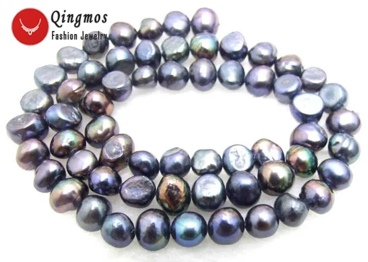 Бусины Из Натурального пресноводного серого жемчуга Qingmos 5-6 мм в стиле барокко