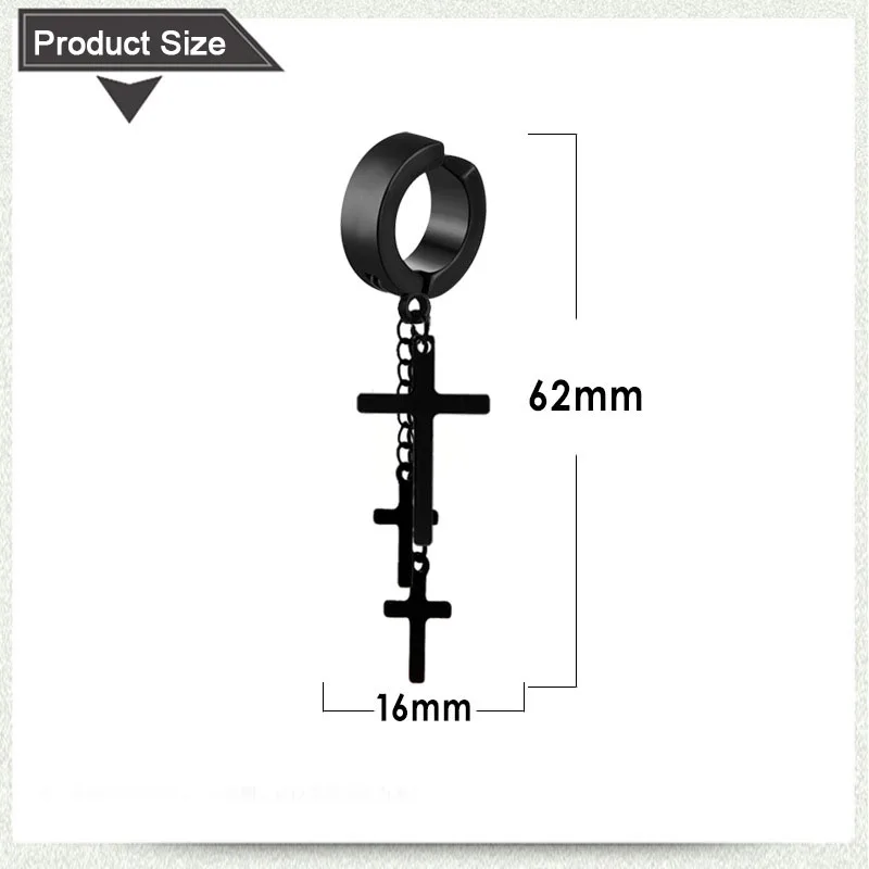 Каламбур панк круглые серьги Нержавеющая сталь цепи в форме Креста для Для