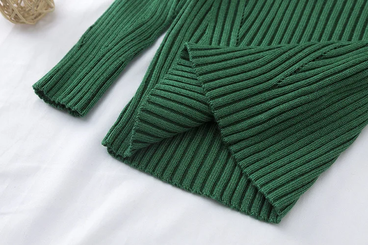 Toddler Girl Fitted Rib Knit Ruffled Collar Sweater Children Kids Girl Ribbed Sweater Winter Girls Tops