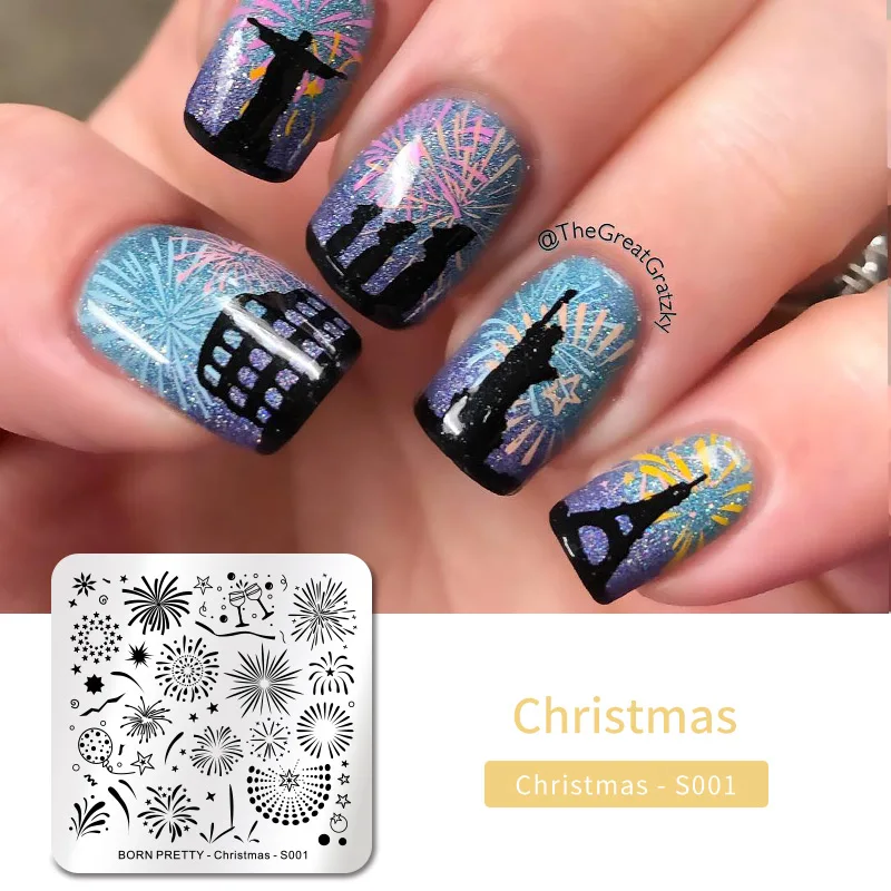 Christmas Day10 BORN PRETTY дизайн ногтей штамп штамповка шаблон цветок геометрии любовь DIY маникюр изображение пластины из нержавеющей стали дизайн ногтей трафарет - Цвет: Christmas Day10