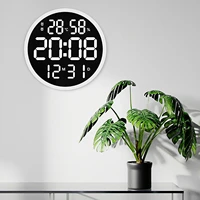 round digital wall clock with date and indoor temperature large 30x3 5 inch diameter electronic frame clock home office decor