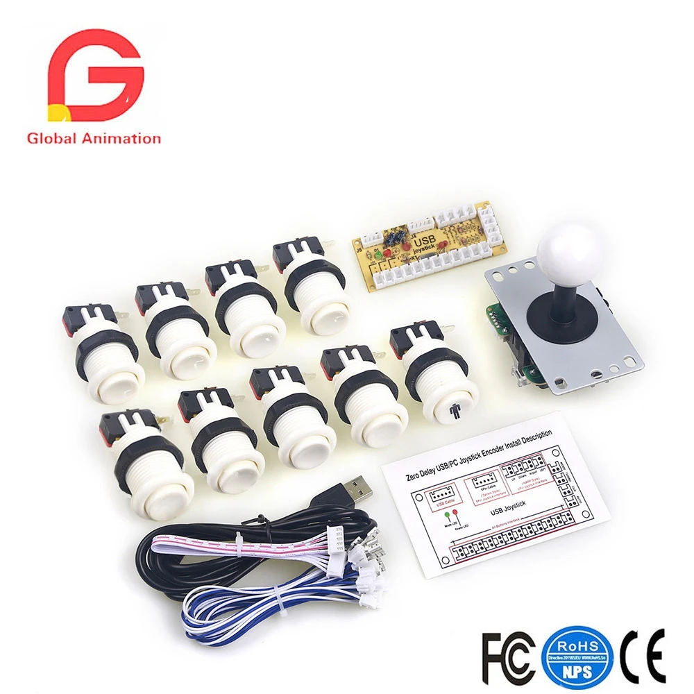 Zero Delay Pc аркадная игра DIY набор деталей 9x аркадные кнопки с Microswi Happ + 8-полосный