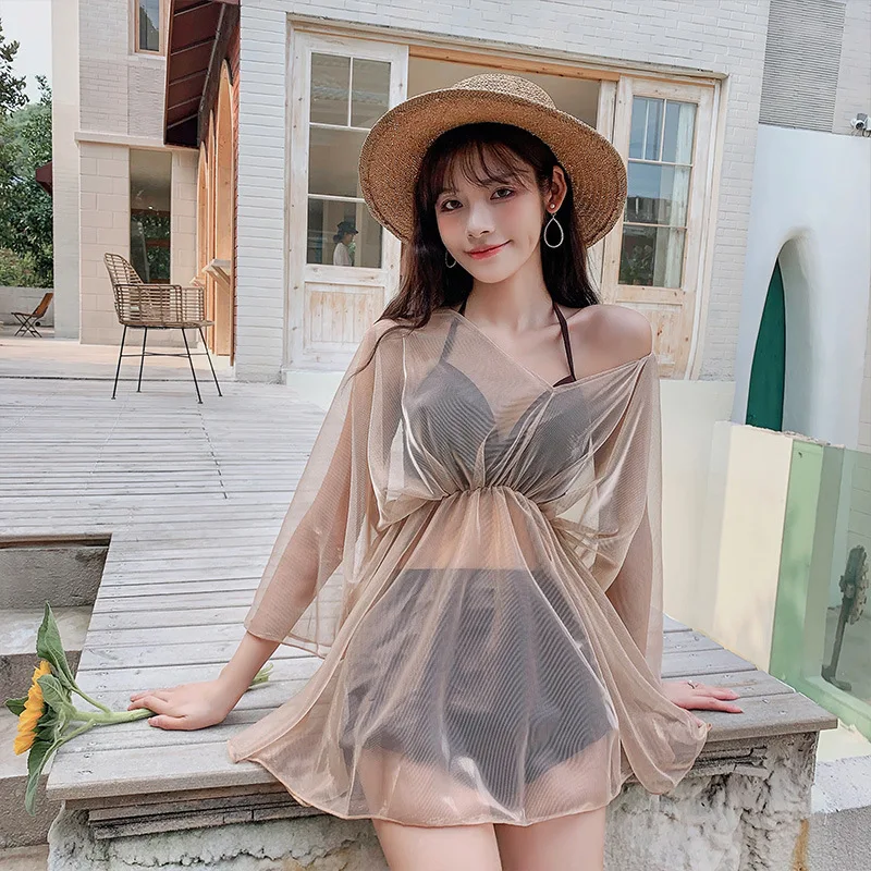 Women Solid Bikinis Push Up Swimsuit Thress Piece Summer Beach Bathing Suit Swimwear Bikini+Sun Protection Shirt Suits