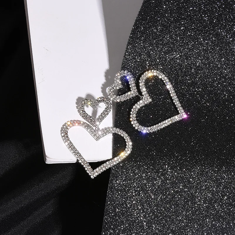 2020 гипоаллергенные серьги в форме двойного сердца полые полная мода