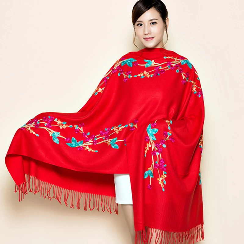 Multicolor cheongsam shawl national style embroidery ten miles peach blossom photo scarf women sunscreen warm dual hair |