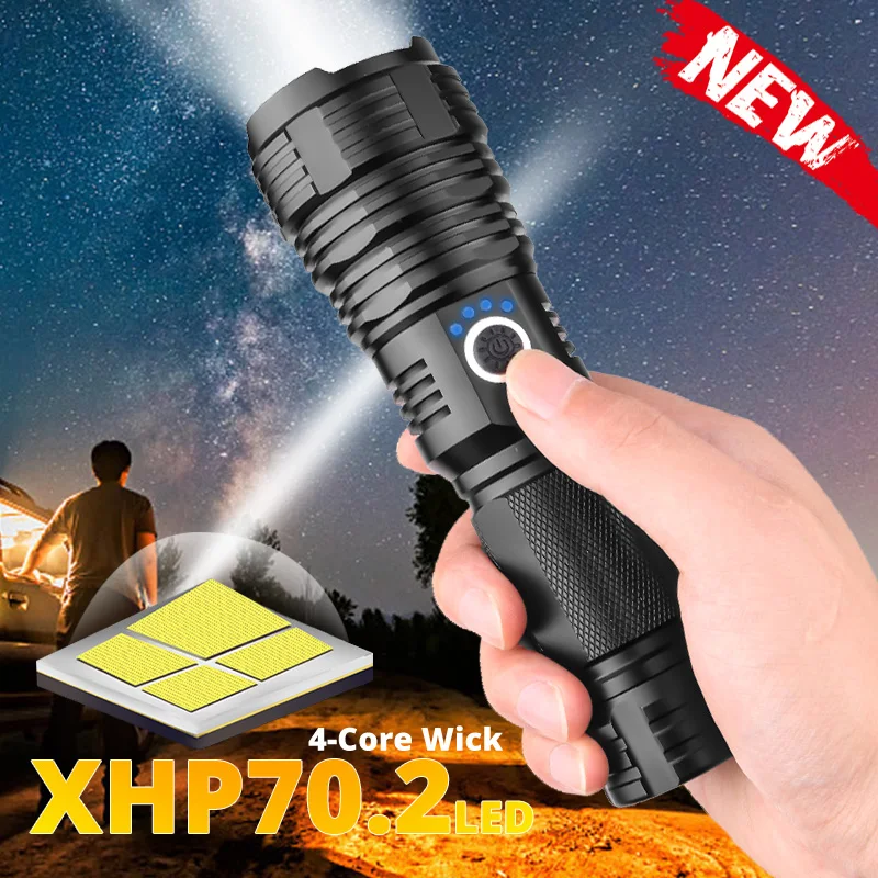 Портативный светодиодный фонарик XHP70.2 тактический Водонепроницаемый фонарь