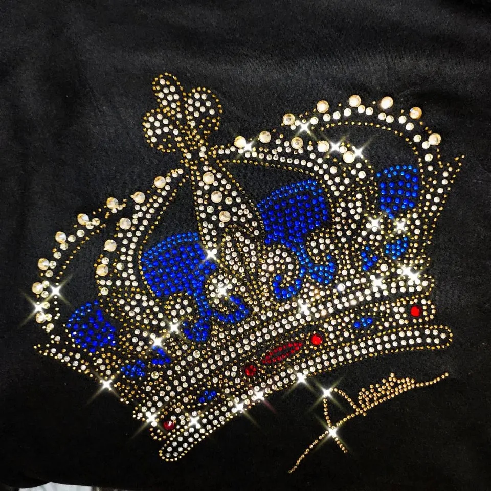

New Hip-Hop Men's Short Sleeve Designer Diamond Crown Pattern Slim T-Shirt Classic Sets Tracksuit