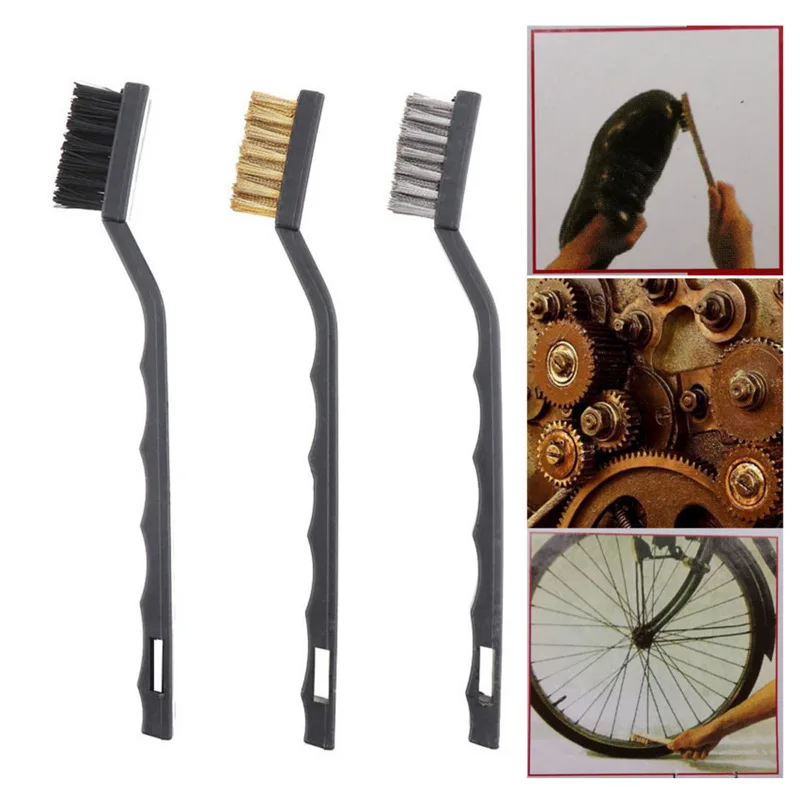 

3pcs/set Stainless Steel Copper Wire Brushes Rust Scrub Polishing Detail Metal 7 Inch Tooth Brush Remove Cleaning Tools