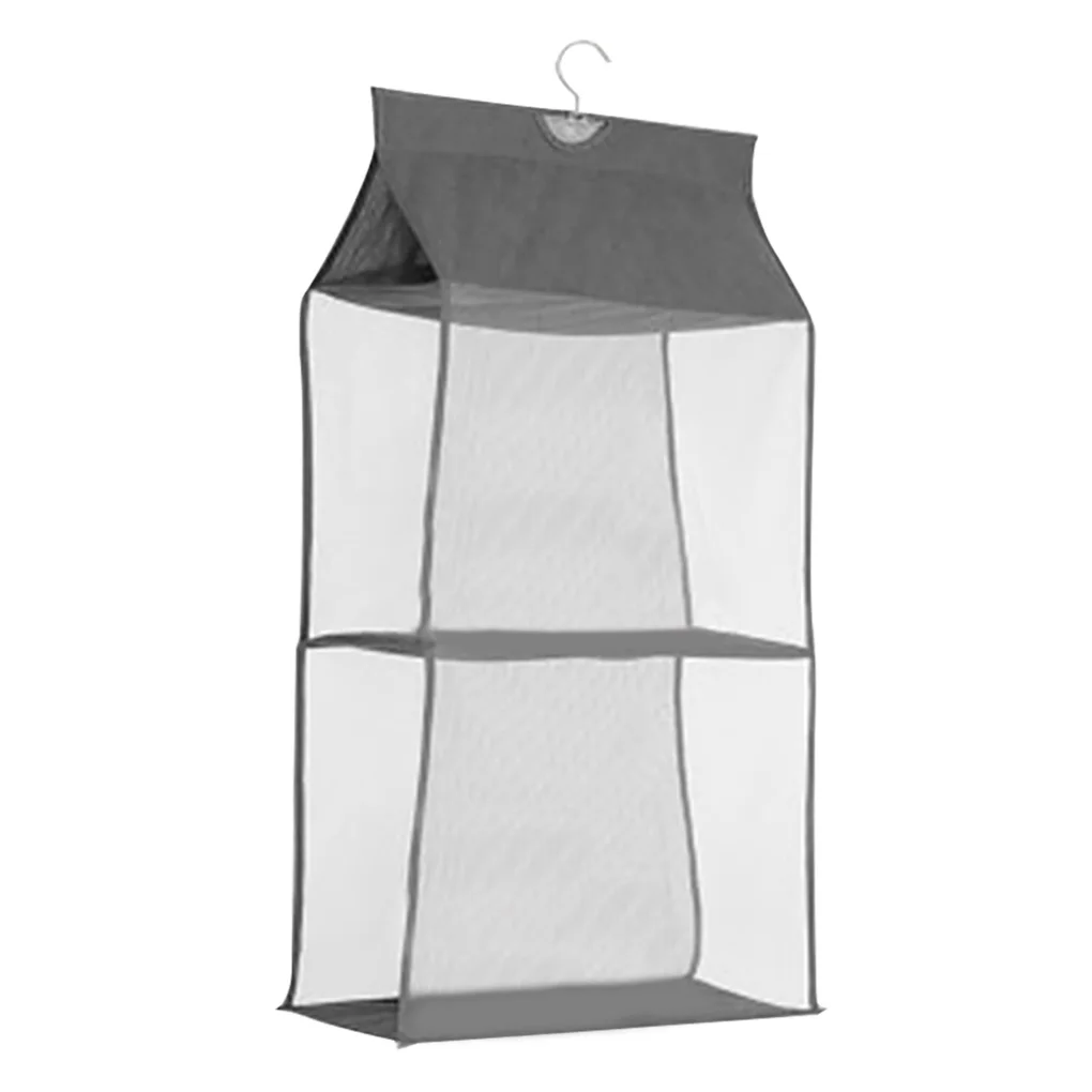

Wardrobe Hanging Bag Organizer Household Storage Pouch Large Capacity Clear Non Woven Bag 2 Layer