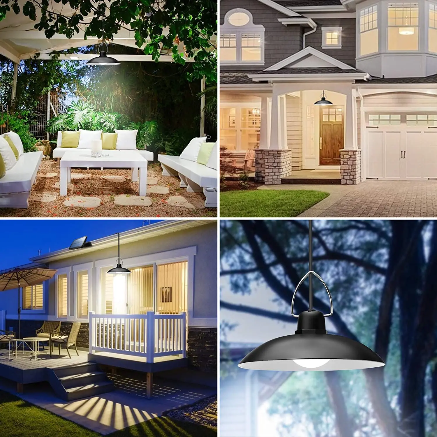 

IP65 Waterproof Single Head Solar Pendant Light Outdoor Indoor Solar Lamp with Cable for Courtyard Garden Balcony Barn Gazebo