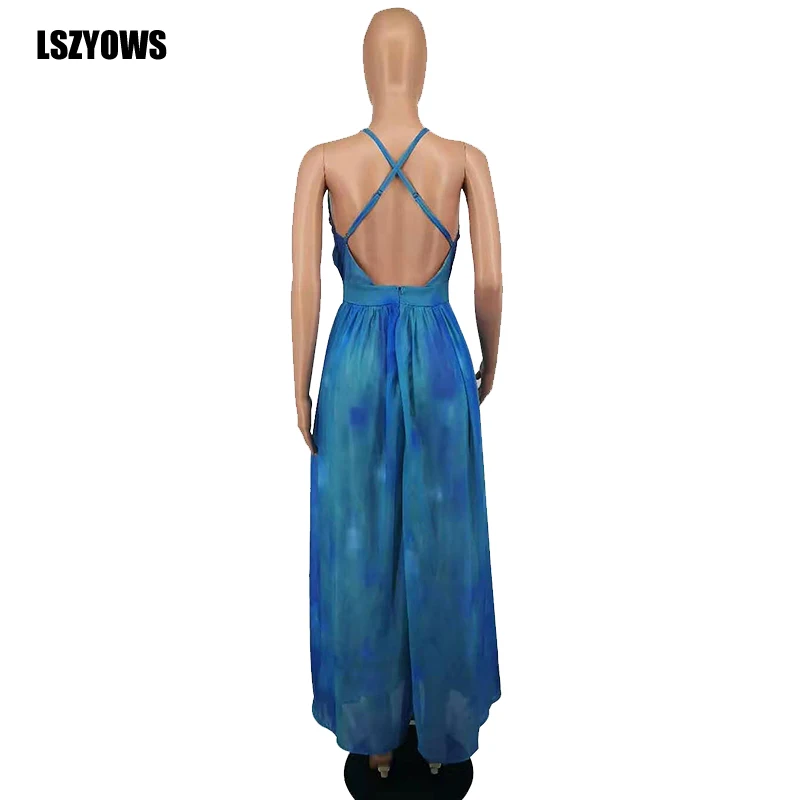 

Bohemian Print Chiffon Long Dresses 2021 Women Straps V-neck Casual Summer Dress Backless Sexy Holiday Beach Maxi Dress Vestidos
