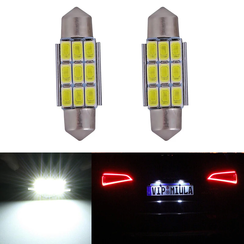 2x Белый Canbus C5W гирлянда лампа 5630 SMD 9 Светодиодный светильник для салона