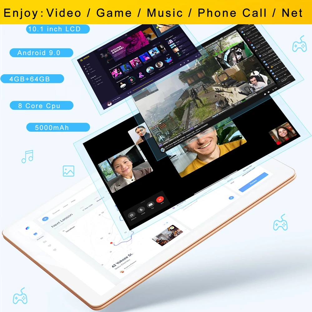 new 10 1 inch tablet pc android 9 0 octa core google play phone call tablet wifi bluetooth 4gb ram 64gb rom tablets type c free global shipping