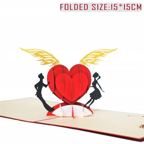 Love 3D Pop UP Cards Valentines Day Gift Postcard with Envelope Stickers Wedding Invitation Greeting Cards Anniversary for Her - Цвет: Lover