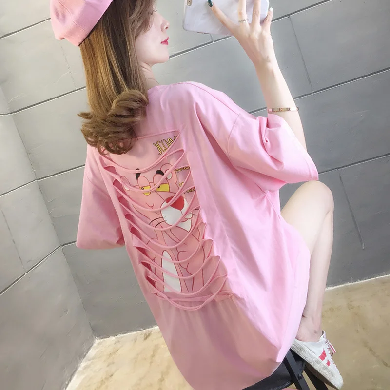 

Kywommnz Short Sleeve T-shirt Women Cartoon Printing Fashion Streetwear Loose Five Points Sleeve T Shirt summer 2021 E2427