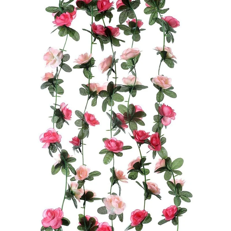 

5 Pack 41 FT Fake Rose Vine Flowers Plants Artificial Flower Hanging Rose Ivy Home Hotel Office Wedding Party