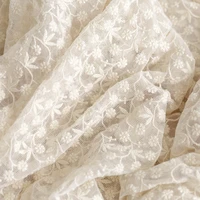 yarn fabric small daisy embroidered mesh lace fabric wedding dress fabric accessories diy curtain tablecloth background fabric