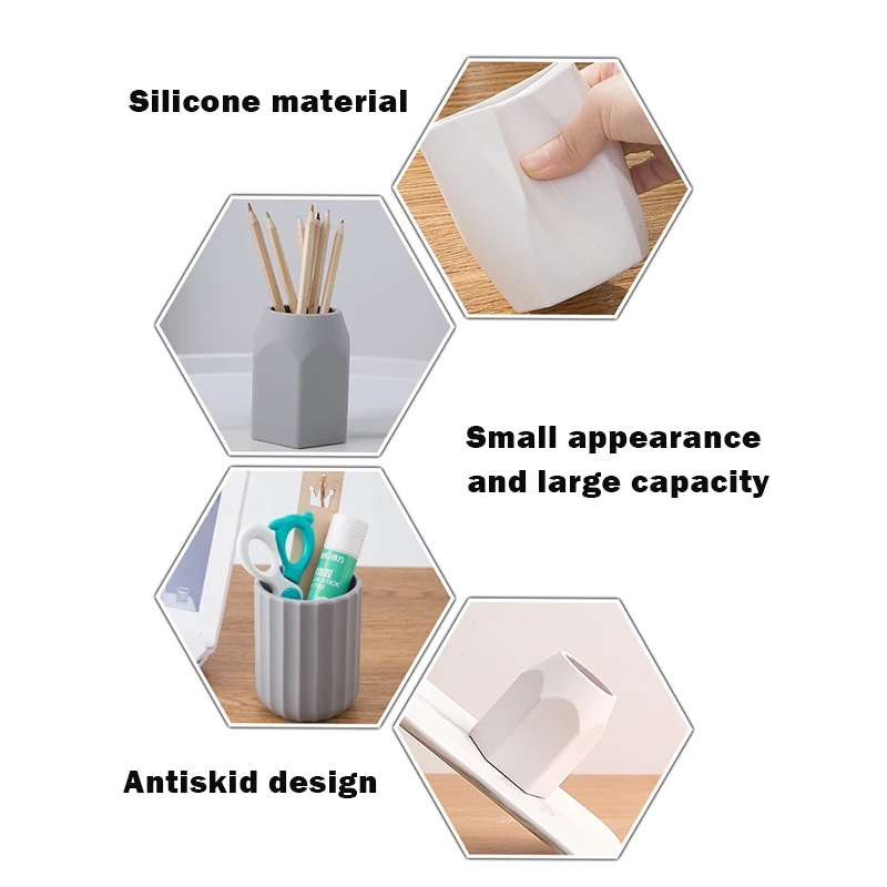 

Silicone Pen Holder Storage Box Multifunctional Simple Pen Holder For Desktop Office @LS