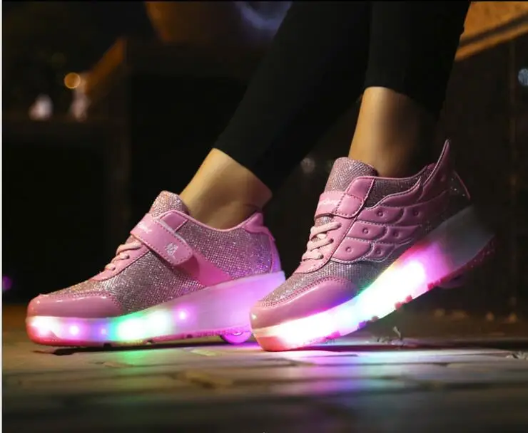 color 7 Heelies usb зарядка светодиодный светильник кроссовки с одним колесом мальчик девочка роликовые коньки повседневная обувь с роликом - Цвет: color 7