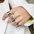 Крутое многослойное регулируемое кольцо в стиле панк с четырьмя пальцами