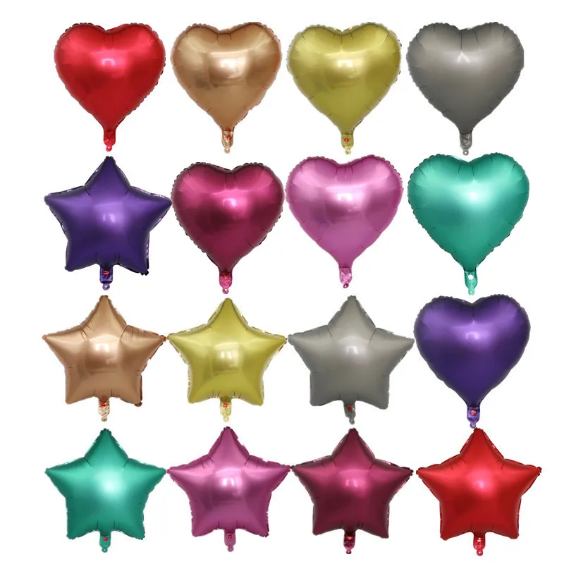 2шт 18 дюймов металлический цвет Сердце Звезда гелиевый шарик из фольги воздушные