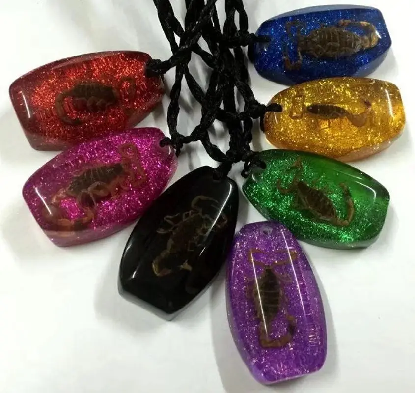 

15 pcs real scorpion king mixed colorful back pendant