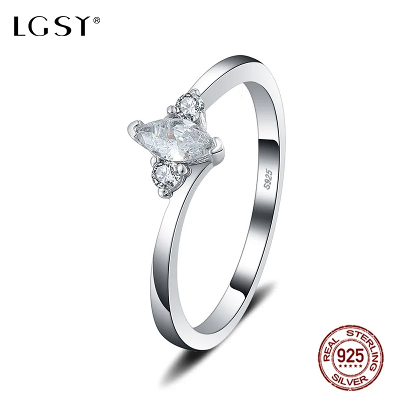 

LGSY 925 Sterling Silver Simple Rings For women Jewelry Making Silverware Round Crystal Finger Ring Romantic Fine Jewelry DR1079