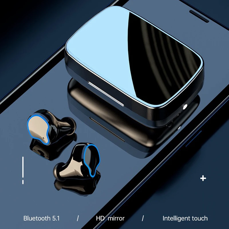 

BKM Bluetooth 5.1 Earphones 2000mAh Charging Box Wireless Headphone 9D Stereo Sports Waterproof Earbuds Headsets With Microphone