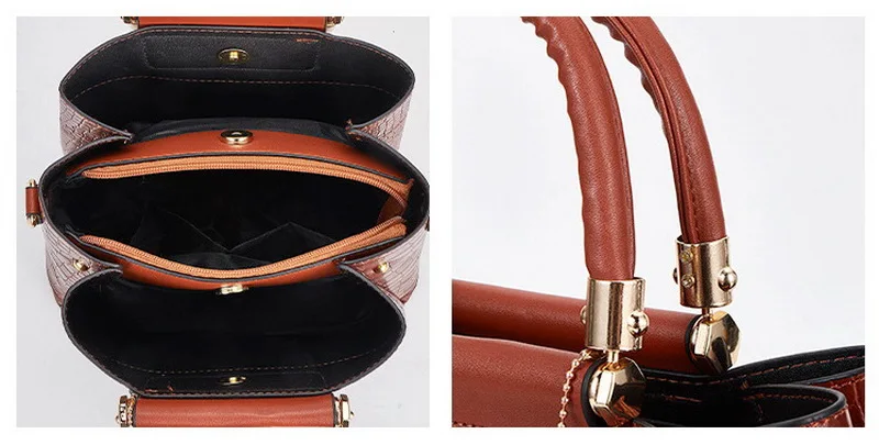 FUNMARDI Luxury Brand Handbag Women Alligator Patchwork Shoulder Bag Crossbody New PU Women Bag Trunk Tote Bag Hairball WLHB2025