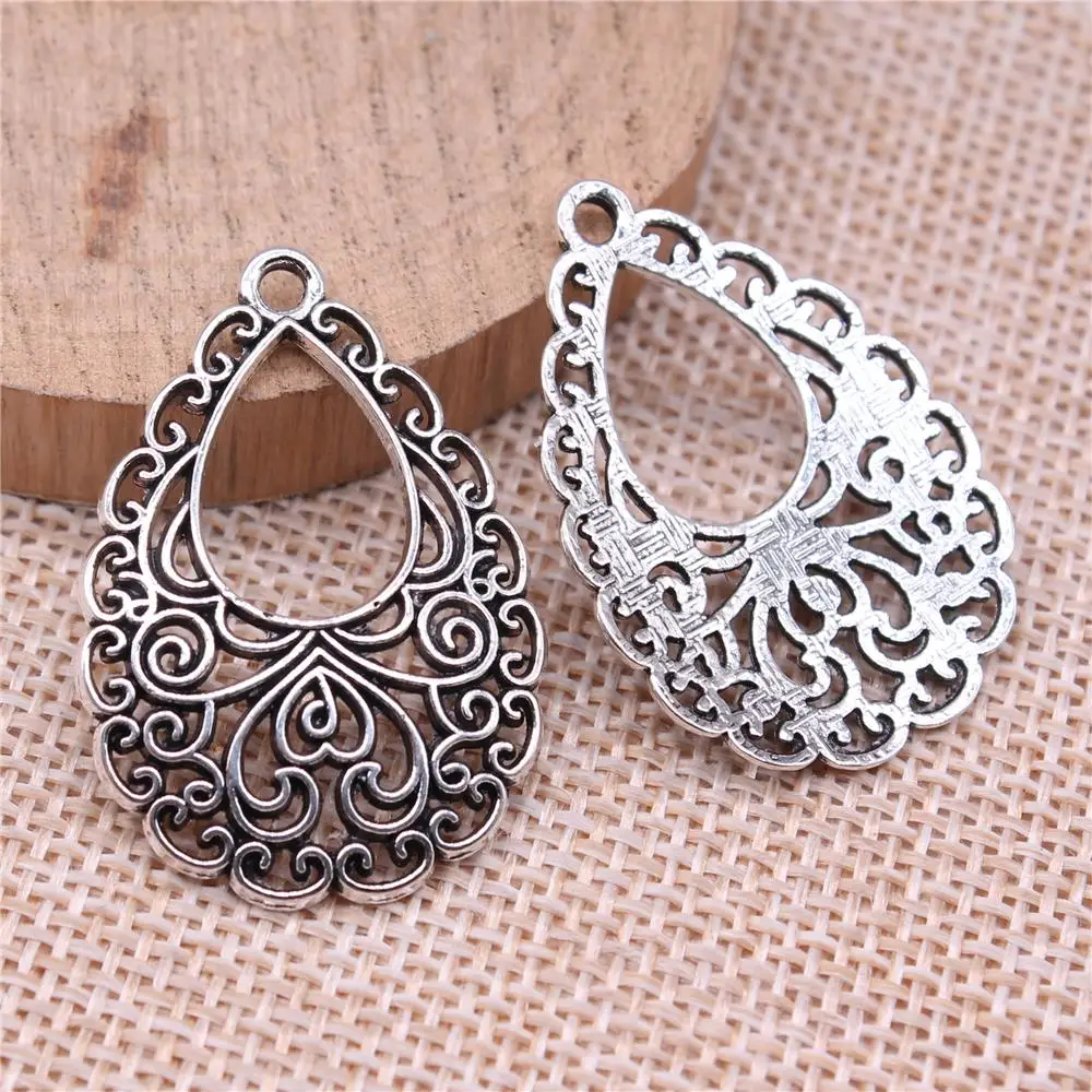 

Drop Earrings Charms For Jewelry Making Findings Handmade DIY Craft 10pcs Antique Silver Color 34x24mm