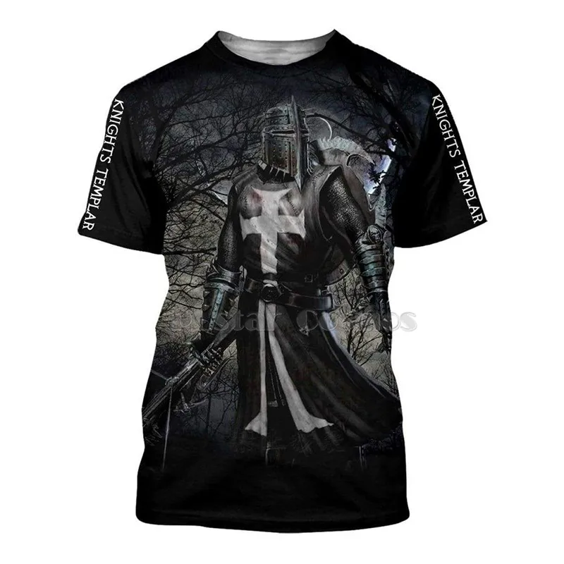

2021 Summer Latest men's 3D T-shirt, Templar Full Print 3D Leisure Short Sleeve T-shirt, Harajuku Fun Short Sleeve T-shirt