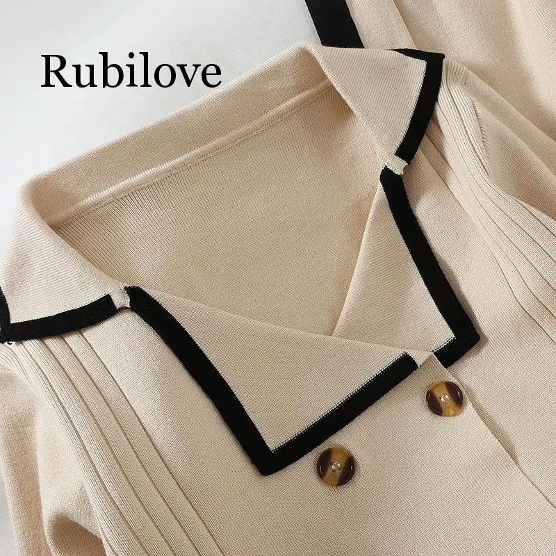 Женский трикотажный костюм из двух предметов повседневный двубортный свитер в