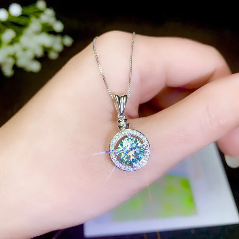 BOEYCJR 925 серебро 1ct/2ct зеленый Муассанит VVS помолвка элегантный свадебный кулон ожерелье для женщин Подарок на годовщину