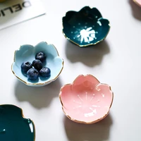 creative japanese sakura ceramic dish cherry blossom kawaii plate sauce dish flower bowl for kitchen sauce vinegar dishes