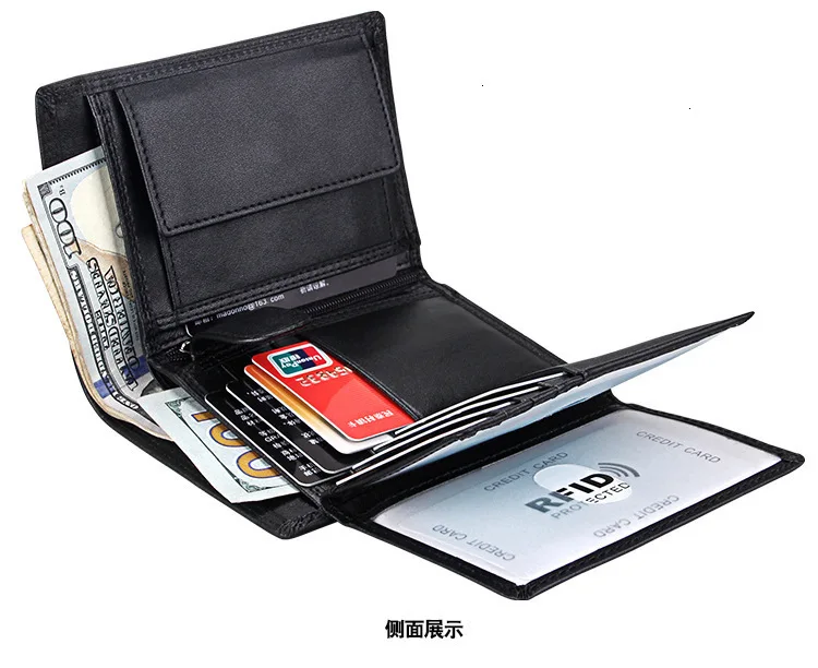 Мужской RFID из натуральной кожи короткий кошелек с сотовым телефоном и внутренним карманом на молнии твердый держатель для карт кошелек