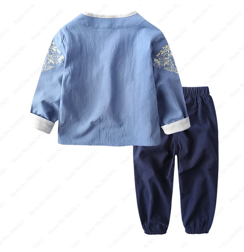 Китайский стиль детский хлопковый льняной традиционный костюм Hanfu Wu Tang
